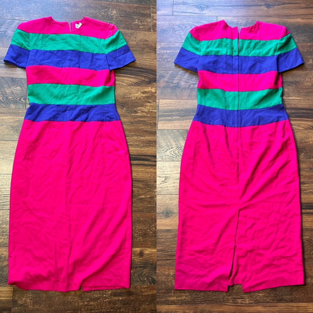 Vintage Leslie Lucks color block sexy dress size 14